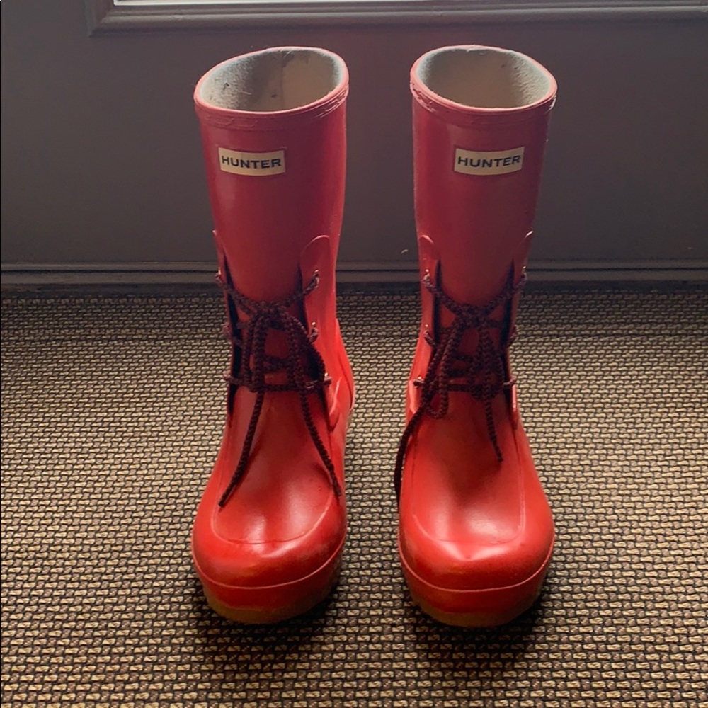 Red Hunter rain boots